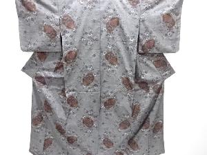 大特価品　重ね亀甲に草花模様織り出し本場泥大島紬着物(5マルキ)